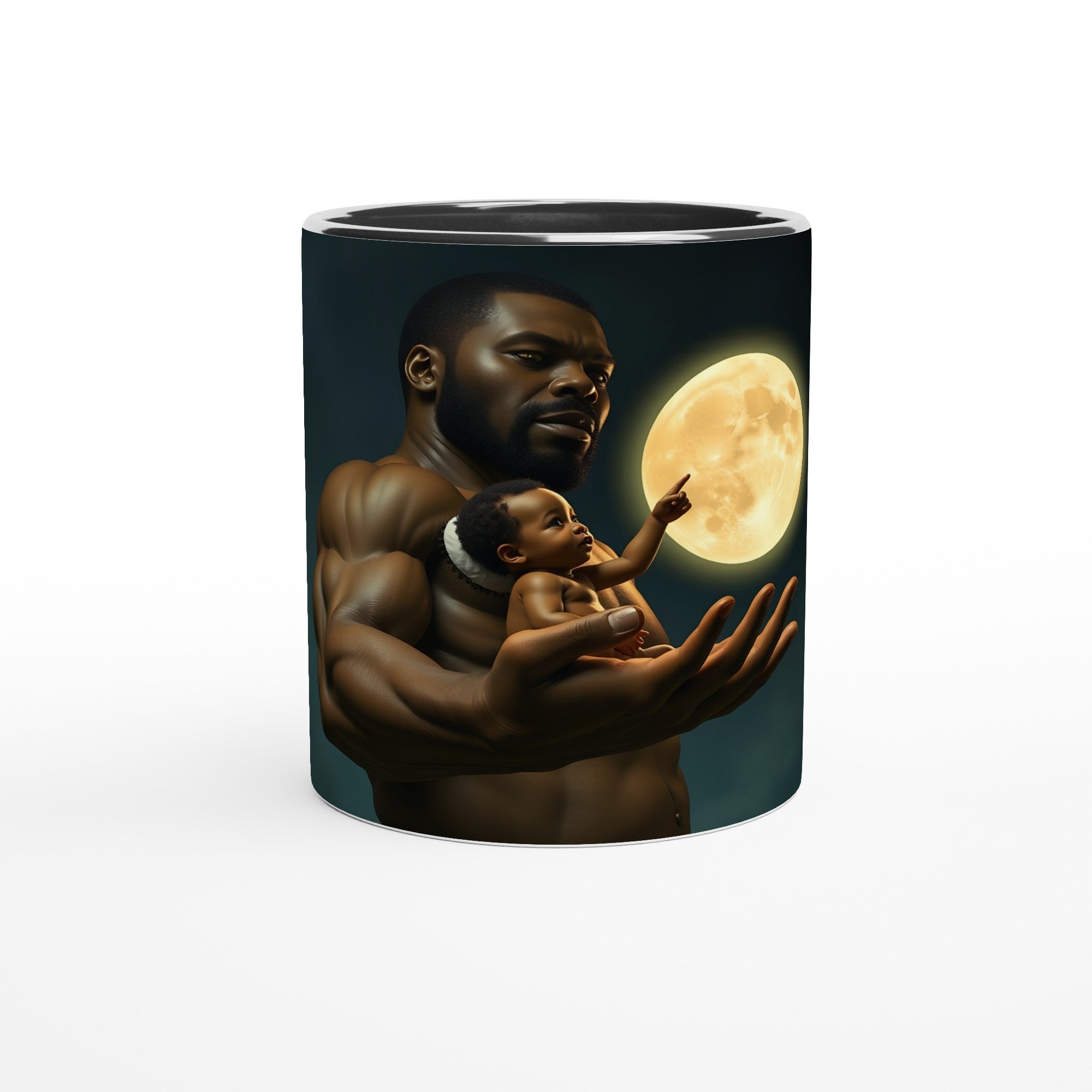 Giant Holding Baby In Palm Of Hand White 11oz Ceramic Mug with Color Inside
