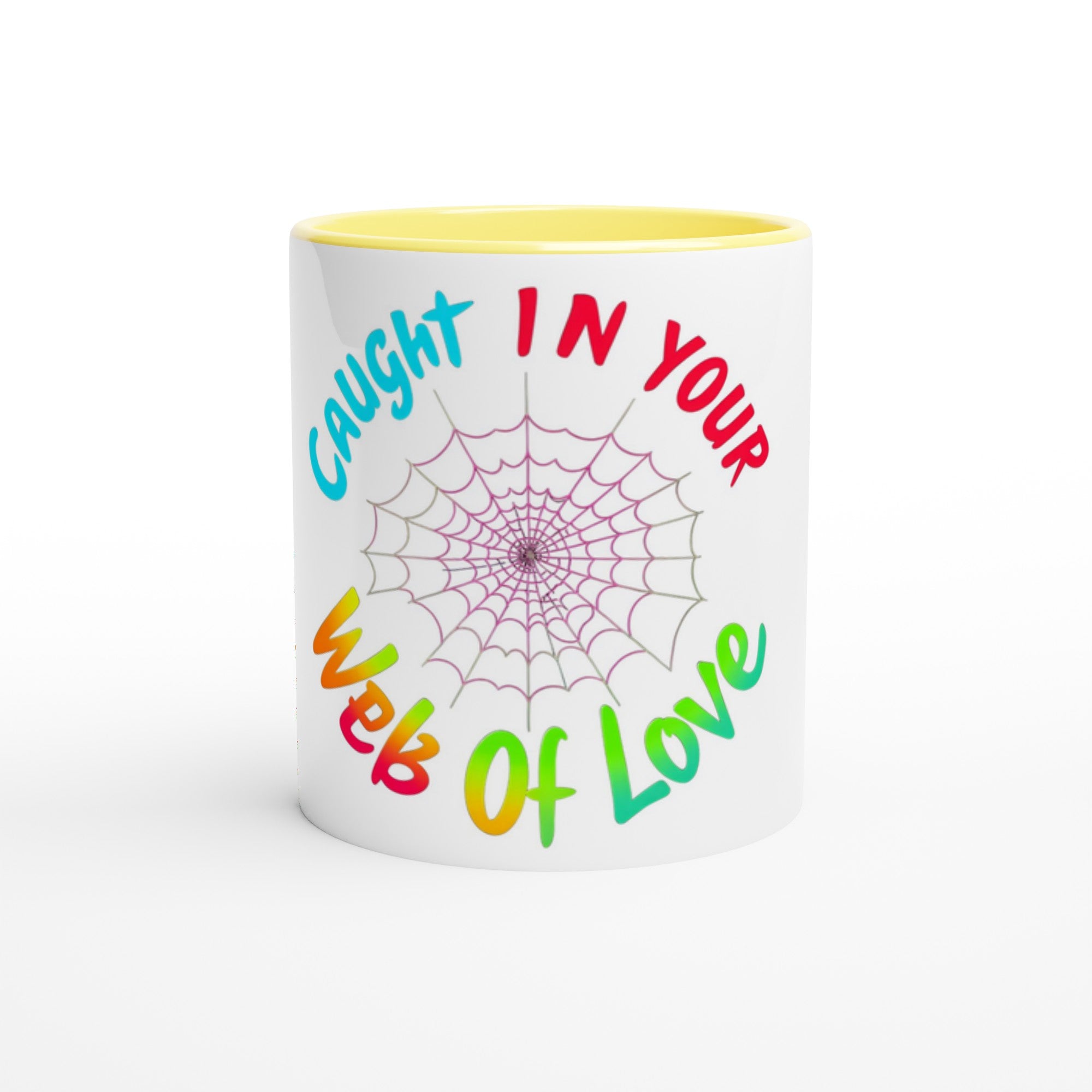 Caught In Your Web Of Love White 11oz Ceramic Mug with Color Inside