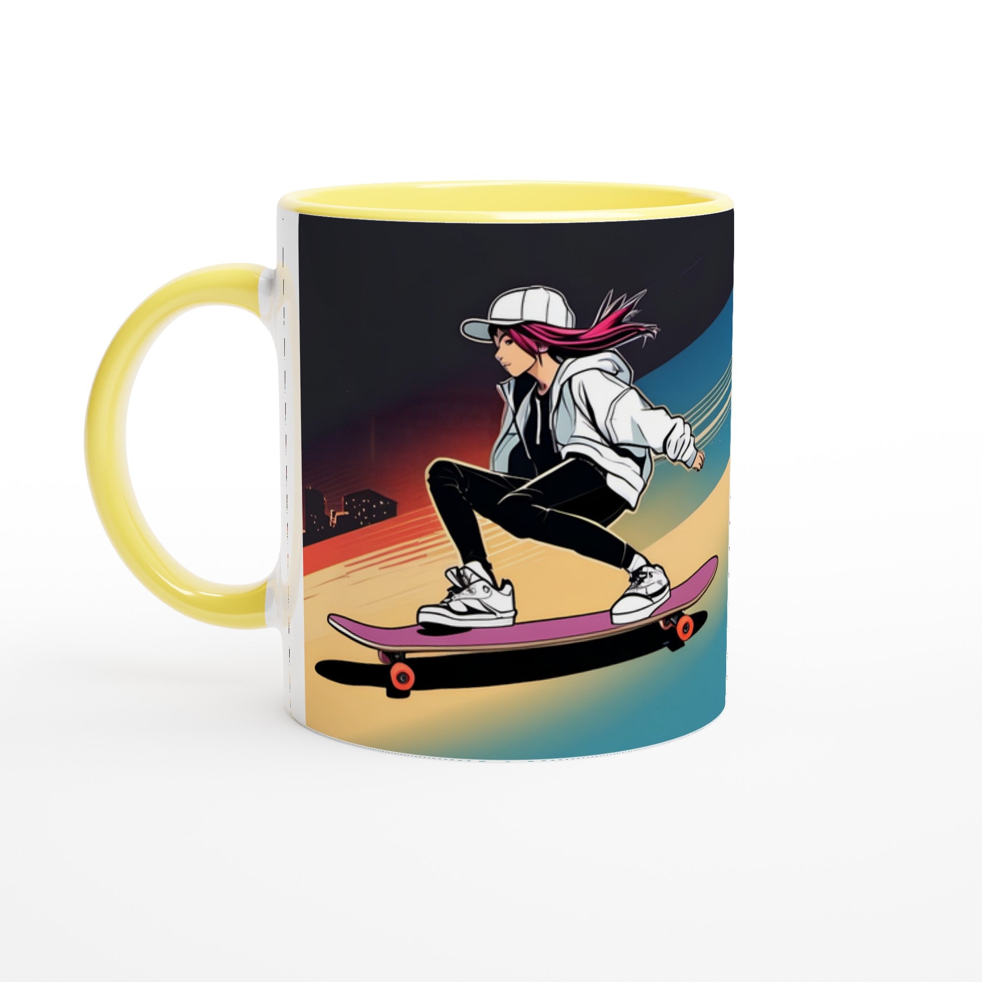 Cool Skateboarder White 11oz Ceramic Mug with Color Inside